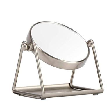 Imagem de Espelho de maquiagem espelho de maquiagem espelho de maquiagem espelho compacto de lupa dupla face dobrável portátil lupa espelho de maquiagem europeu espelho de beleza (cor: prata)