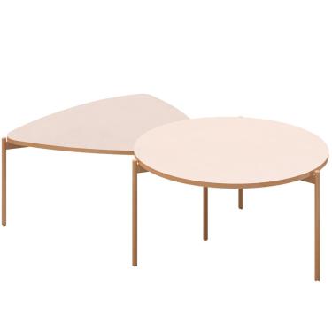 Imagem de Kit Mesa de Centro Redonda Ellie e Mesa de Centro Trina D05 Off White - Lyam Decor