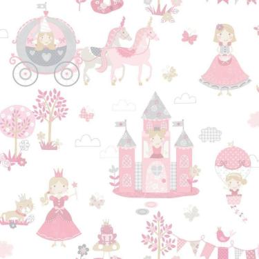 Imagem de Papel de Parede Conto de Fadas - G78371 Rosa e Cinza Tiny Tots 2 - G78371