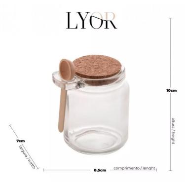 Imagem de Pote Porta Mantimento Vidro Com Colher E Tampa Rolha - Lyor