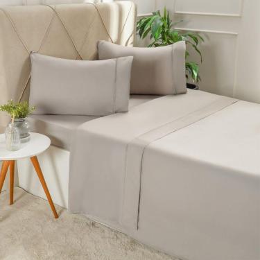 Imagem de Jogo De Cama Solteiro Serenitá 3 Pçs Bordado Festonê 88x188x30cm Roccia