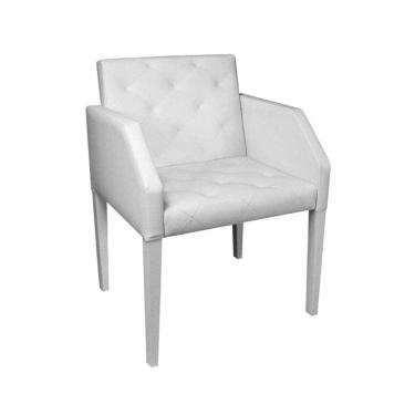 Imagem de Poltrona Costura Capitonê Sala Espera Escritório - Branco - Cor: Branco