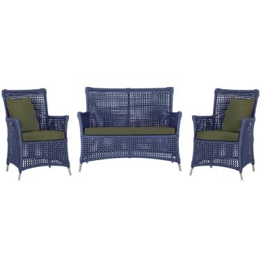 Imagem de Jogo Sofá E 2 Poltronas Igapó Alumínio Fendi E13 Trama Azul