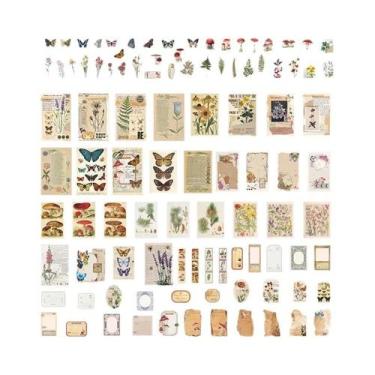 Imagem de Bloco De Notas Vintage 200 Peças Com Clipes E Adesivos Para Scrapbooki