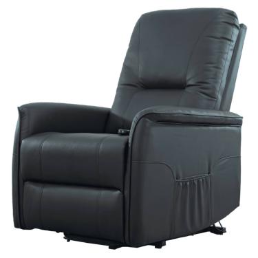 Imagem de Poltrona Massagem Reclinável Pulse Domann Design PU Preto c/ Controle Base Metal Sistema Power Lift