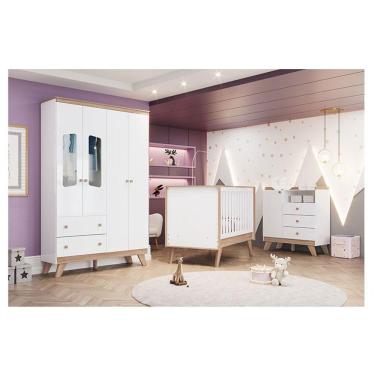 Imagem de Quarto De Bebê Confete Ambiente Branco Brilho Jequitibá Hp - Henn