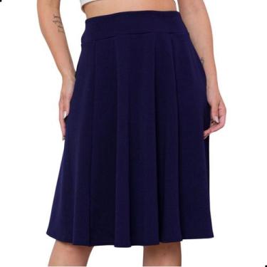 Imagem de Saia Godê Midi Rodada Cintura Alta Crepe Evangélica - Look Modas Octav