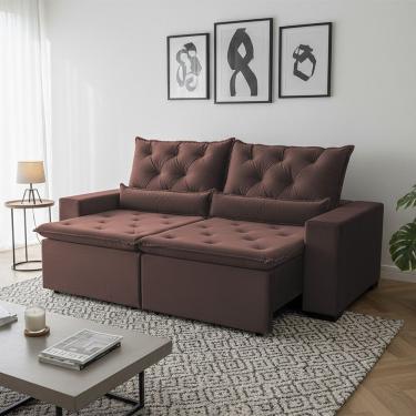 Imagem de Sofá Retrátil Premium 150m Em Suede Reclinável E Com 2 Módulos Milão Marrom