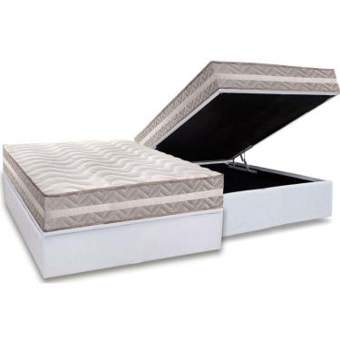 Imagem de Conjunto Box Baú Casal: Colchão Molas Paropas D33 D45- Pro Sono Double Face Prata + Base Crc Courano White (138x188)