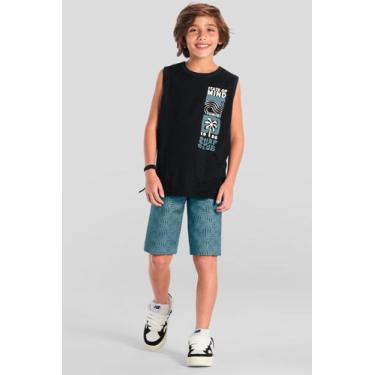 Imagem de Conjunto infantil menino tropical em puff Brandili, 10, Preto