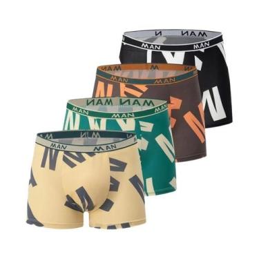 Imagem de Cuecas Boxer Confortáveis estampadas Masculinas plus Size, 4 10 Peças,