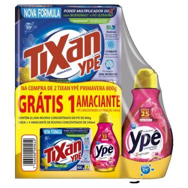 Imagem de 2 Lava Roupas Tixan Primavera 800g Grátis Amaciante 500ml
