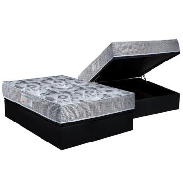 Imagem de Cama Box Baú Casal: Colchão Anatômico Ortobom D28 / Ep Iso 60 + Base Crc Suede Black(138X188)