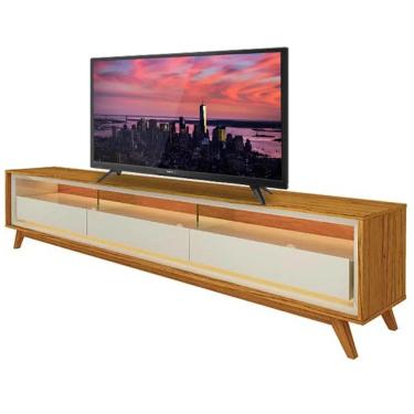Imagem de Rack Requinte 212cm para Tv Até 75 Polegadas com Led 3 Gavetas Gelius Cor Naturale Off White