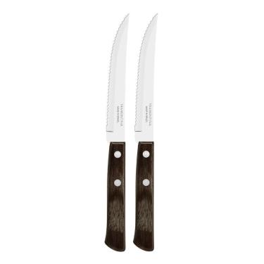 Imagem de Kit 2 Facas De Churrasco Tramontina Polywood Inox Cabo Castanho