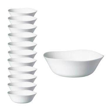 Imagem de Jogo 12 Bowl De Vidro Opalino Branco Quadrado Tigela Molho Sobremesa 12cm Em Casa Tem