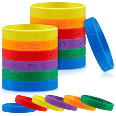 Imagem de Pulseiras de borracha Jutom I Love to Read para crianças (120 unidades