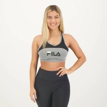 Imagem de Top Fila Letter Fit Feminino Preto e Cinza-Feminino