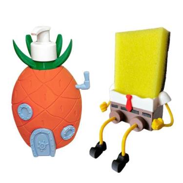Imagem de KIT Suporte de Bucha do Bob Esponja e Dispenser Detergente - 3D Think 