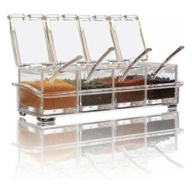 Imagem de Porta Temperos Condimentos Potes Acrilico Organizador Colher - Minha C