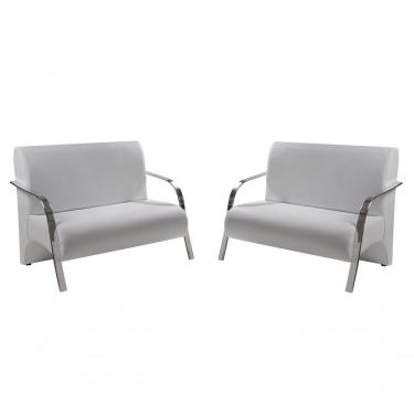 Imagem de Kit 2 Poltrona Vênus 2 Lugar Braço Alumínio Branco