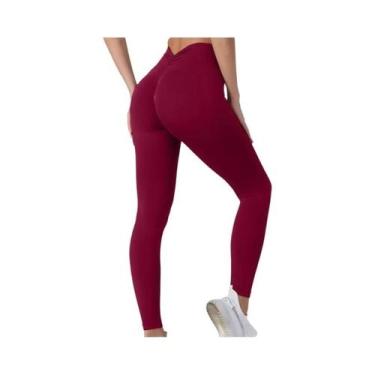 Imagem de Calças De Yoga Femininas De Cintura Alta Em V, Ajustadas E Elásticas P
