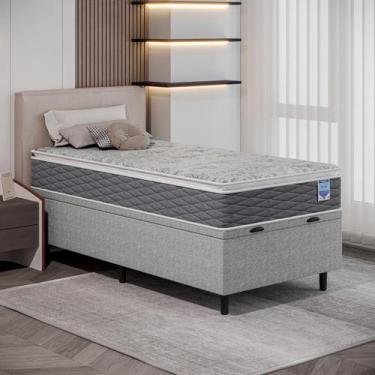 Imagem de Cama Box Solteiro Molas Ensacadas 88x188x67 Bertha com Base Baú Hypnos