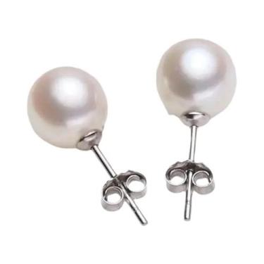 Imagem de Brincos De Pérola Branca Em Prata Esterlina 925 Para Mulheres Estilo J