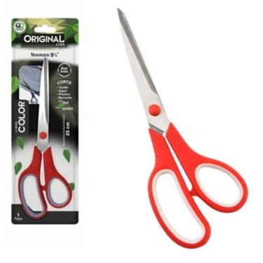 Imagem de Tesoura Grande 25cm Coloridas 9" Aço Inox Multiuso Corte Preciso e Versátil autêntico Line - PANAMI