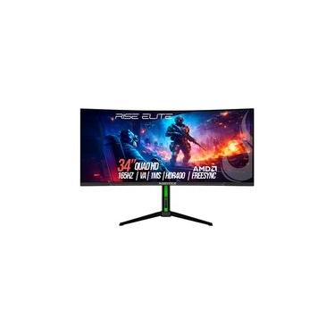 Imagem de Monitor Gamer Curvo Rise Mode Elite 34", QHD, 165Hz, 1ms, VA, FreeSync, HDR 400, Preto, DisplayPort e HDMI, sRGB 110%, Ajuste altura - RM-MOG-34C1652K-B