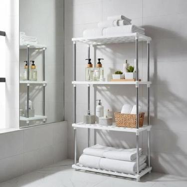 Imagem de Estante Organizadora Multiuso 4 Prateleiras Metal e Branca - TOP RIO