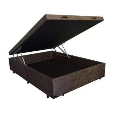 Imagem de Base Box Baú Casal Suede 36x138x188 Pistão a Gás - CONFORT BRAZ, Marro