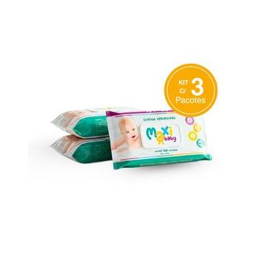 Imagem de Kit 3 Toalhas Umedecidas Hipoalergênico 100un Cada Maxi Baby