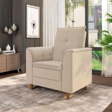 Imagem de Poltrona de Amamentação Eva com Puff e Pé Palito Bebê Suede - Isa Esto