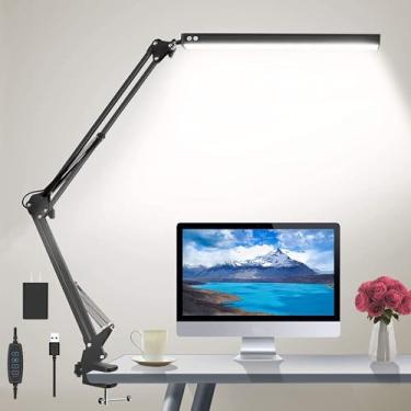 Imagem de HaFundy Lâmpada de mesa LED, luz de mesa ajustável para cuidados com os olhos com gramp...