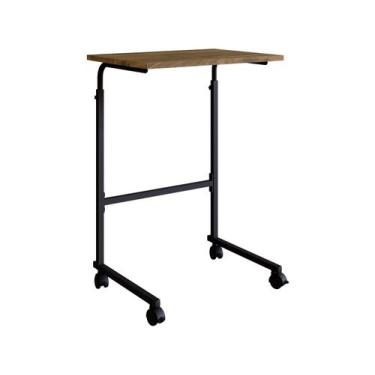 Imagem de Mesa De Apoio Lateral Para Notebook Com Rodizios Preto Noce Oro PP Mil
