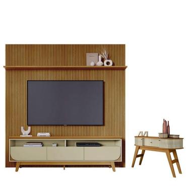 Imagem de Estante Home Theater Com Bancada Suspensa Luna Com Aparador Estoril Cumaru Opala - Madetec