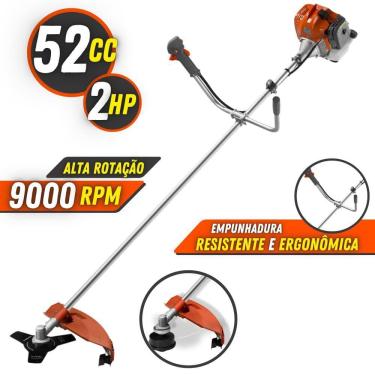Imagem de Roçadeira Á Gasolina Tekna RL520ACN 2HP 9000rpm 52cc Com Lâmina 3 Pontas, Carretel de F...