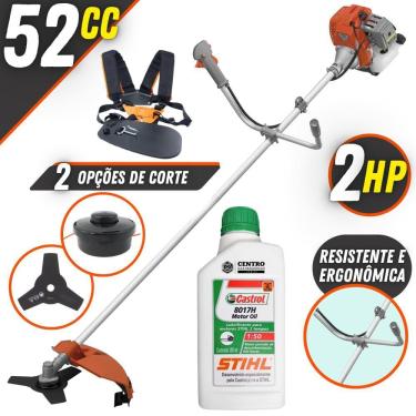 Imagem de Roçadeira Robusta Á Gasolina Tekna RL520AC-G2 2T 52cc 2HP 13.000RPM Alta Rotação Com Lâmina de Corte 3 Pontas e Cabeçote Nylon + ÓLEO STIHL 2T