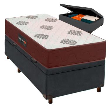 Imagem de Conjunto Cama Box Bau Com Colchão Solteiro Inova D45 Inovaflex - Cinza