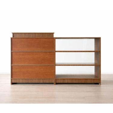 Imagem de Balcão Caixa + Expositor Vidro 100% Mdf Lojas E Comércios Amadeirado - Suprema Móveis