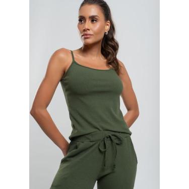 Imagem de Regata Comfy Alcinha Malha Canelada Verde Salvatore, Verde, P