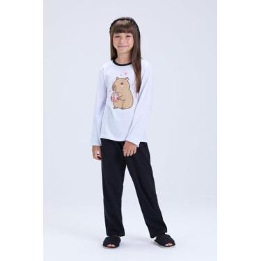 Imagem de Pijama Infantil Feminino Inverno Capivara Algodão - Vida Costeira Ofic