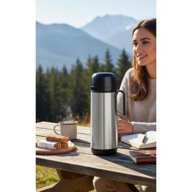 Imagem de 2x Garrafa Térmica 1L Rolha Clean: Bebidas Quentes/Frias - Congratulat