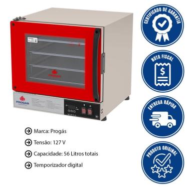 Imagem de Kit Forno Turbo Elétrico Progás Plus Digital 127V Com Mesa PRP-004 E 8 Bandeja Imeca