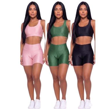 Imagem de KIT 3 Conjunto Fitness Top e Short New Zig 3D Vekyo Compressão Roupa Para Academia Trei...