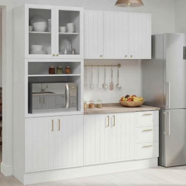 Imagem de Cozinha Modulada 4 Peças com Tampo com Cristaleira Marselha CabeCasa MadeiraOriginals B...