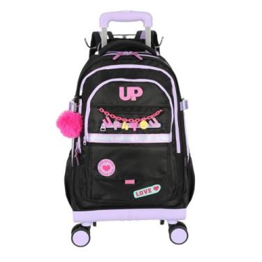 Imagem de Mochila De Carrinho Preto Escolar Infantil Up4you Rodinha 360 - Luxcel