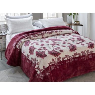 Imagem de Cobertor Casal Kyor Plus Estampa Mont Blanc Vinho 180x220m Jolitex