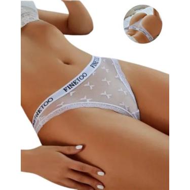 Imagem de Calcinha de Renda Feminina Tanga Fio Dental Desenho Floral - Finetoo, 